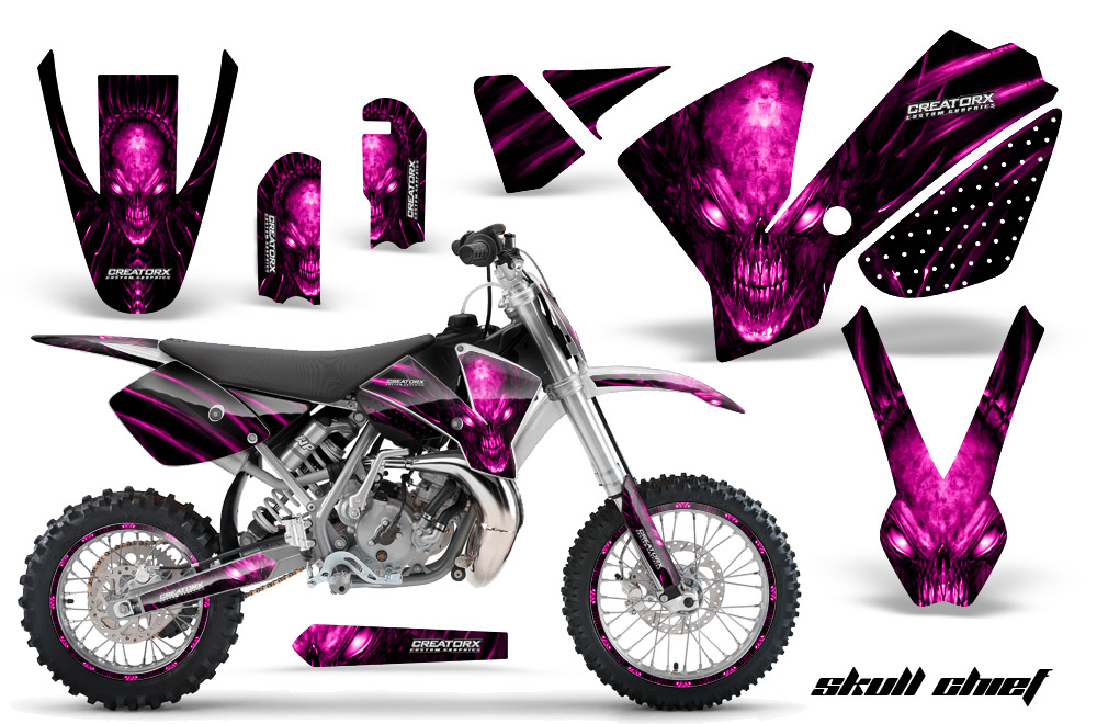 KTM SX65 02-08 Graphics Kit Skull Chief Pink NP Rims